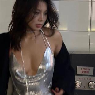 纸醉金迷blingbling亮闪闪荡领挂脖短裙性感露背生日party小礼服