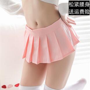 松紧腰超短裙性感百褶内衬辣妹裙包臀裙18cm长露出夏