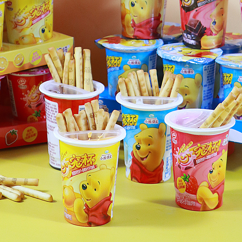 迪士尼心宠杯蘸酱饼干手指饼棒棒巧克力草莓酸奶滨崎儿童节日零食