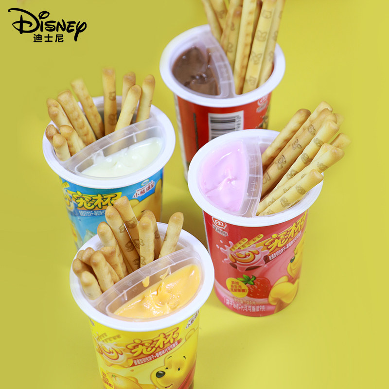 Disney迪士尼心宠杯蘸酱饼干手指饼棒棒巧克力草莓酸奶