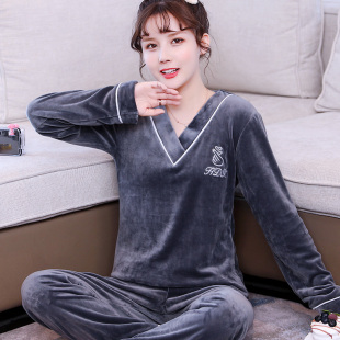法兰绒春秋2025年新款 海岛绒套装 家居服 珊瑚绒睡衣女士薄款 秋冬季