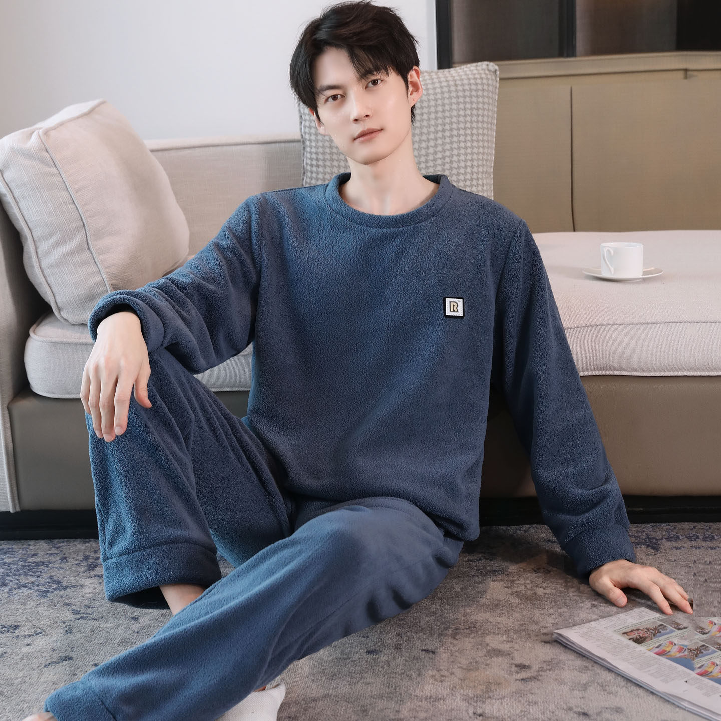 颗粒绒男士睡衣秋冬套头可外穿宽松加厚加绒珊瑚绒家居服保暖新款,女士内衣/男士内衣/家居服,睡衣/家居服套装,淘宝优惠券,粉丝福利购,淘宝优惠卷