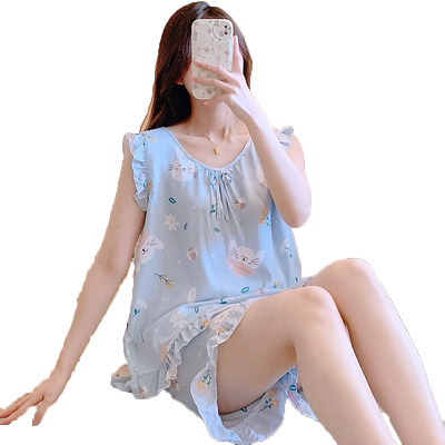 夏季睡衣女士棉绸套装柔软