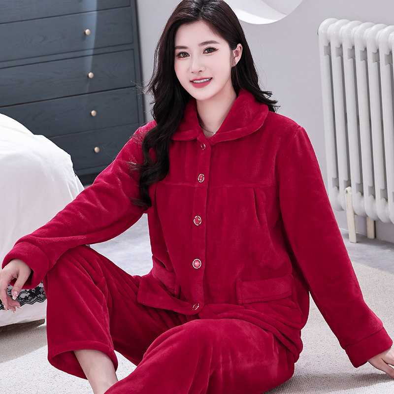 好得西女秋冬法兰绒珊瑚绒睡衣
