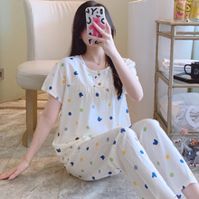短袖睡衣女人造棉绸夏天薄款大码套装2025年新款女绵绸春秋家居服