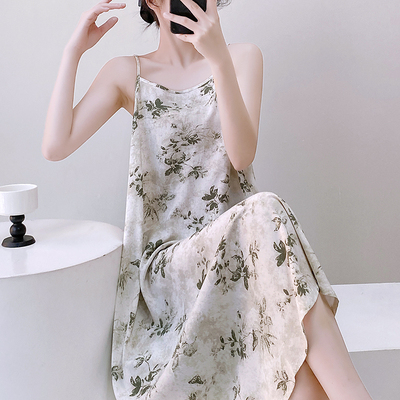 吊带睡裙女棉绸薄款春夏秋天国风