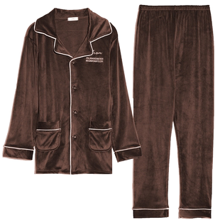 可爱薄款海岛绒珊瑚绒睡衣男秋冬季法兰绒套装加绒家居服开衫大码