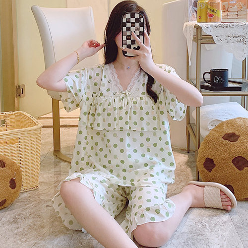 好得西女绵绸防凸点短袖短裤睡衣