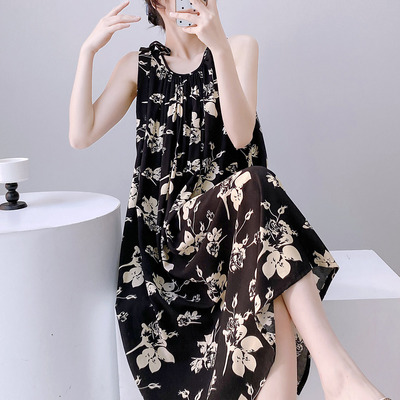 大码睡裙女士棉绸夏季薄款国风