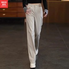 窄版高腰阔腿裤女宽松今年流行爆款2025春秋冬洗水时尚牛仔直筒裤
