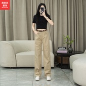 新款 洗水棉薄款 休闲窄版 夏季 阔腿裤 高腰显瘦百搭宽松直筒裤 女裤