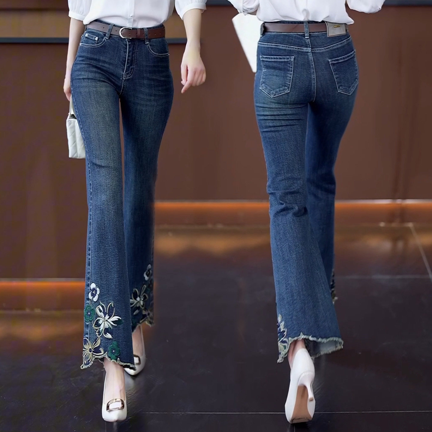 复古国风刺绣紧身微喇牛仔裤女2026春季新款今年流行显瘦喇叭裤子,女装/女士精品,牛仔裤,淘宝优惠券,粉丝福利购,淘宝优惠卷