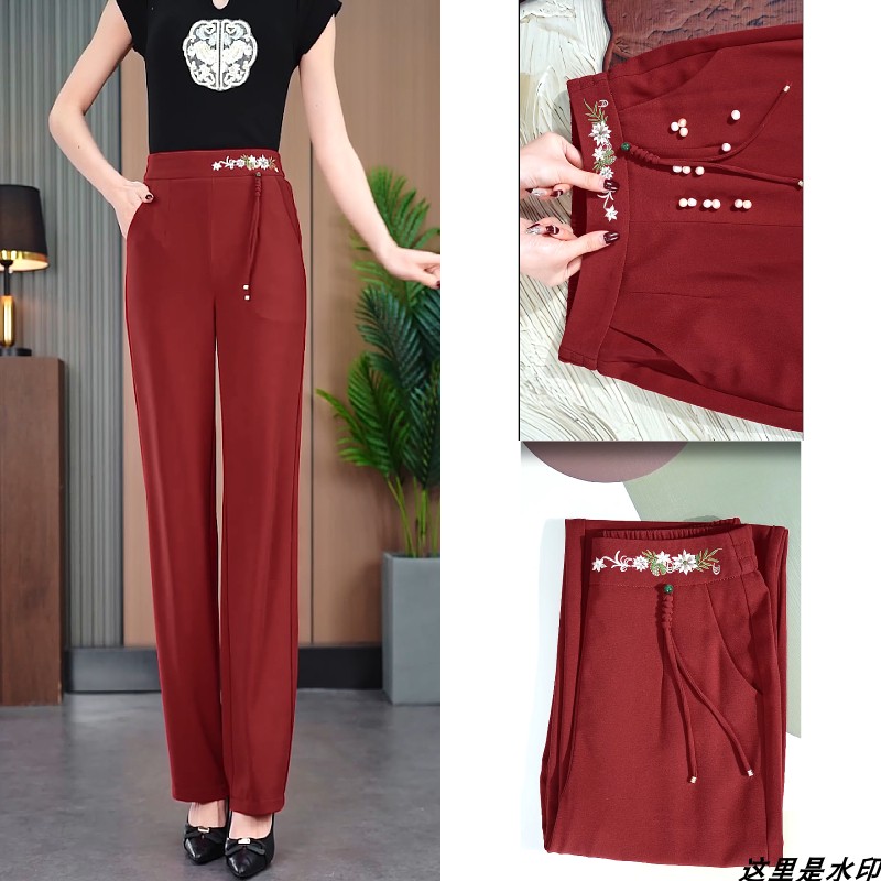 新中式国风小阔腿裤2025年女春夏新款高腰显瘦时尚宽松窄版直筒裤