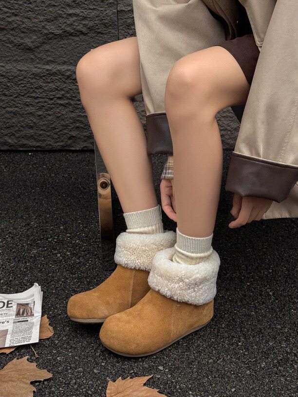 羊羔毛雪地靴子女2025秋冬新款加绒加厚皮毛一体短靴女百搭棉鞋