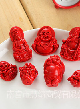 朱砂红漆雕观音佛吊坠散件批零款式多diy饰品项链吊坠现货供应