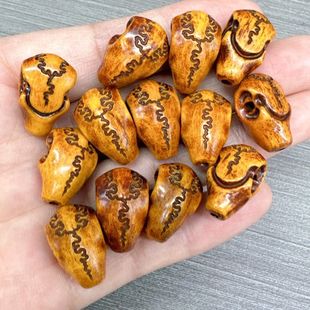 老料mm古老牦牛佛珠三通佛头配饰藏式鲨鱼背界纹灵骨文玩一个