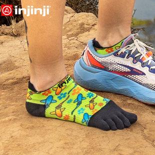 injinji25年限定五指袜女短筒薄款 印花coolmax速干运动跑步袜子夏