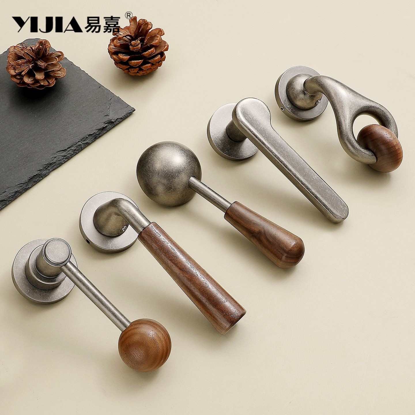 中古风复古家用卧室木门实木门锁