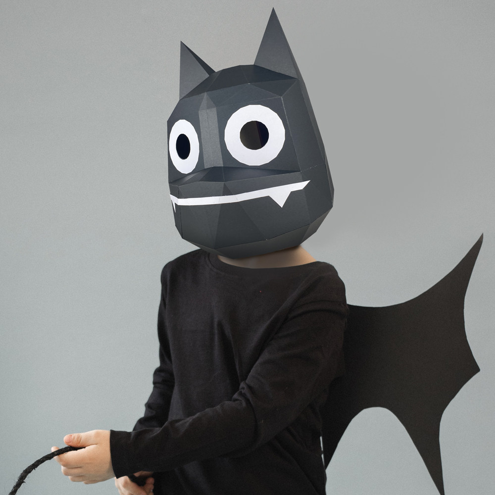 万圣节儿童装饰可爱小蝙蝠面具男创意手工折纸派对店铺装饰品道具