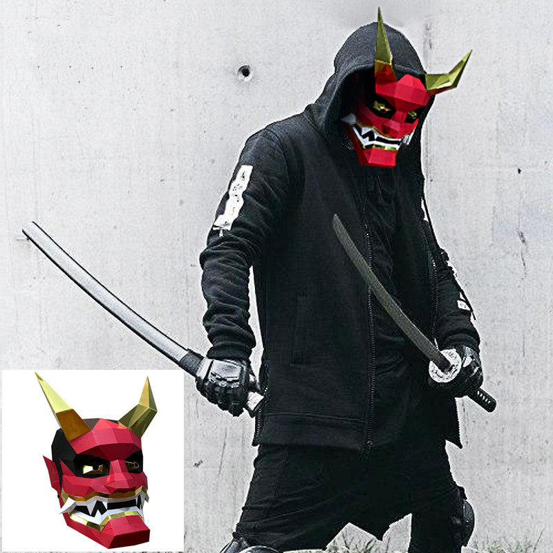 万圣节般若日本鬼怪怨灵恐怖男3d面具傩戏舞祭祀摄影道具脸谱死神