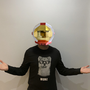 创意宇航员头套儿童帅气面具男孩手工折纸外星人头盔面罩全脸礼物