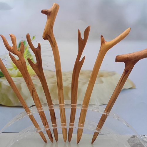 桃木发簪料干树枝树杈切片手把件挂件造型摆件原生态天然果木干料