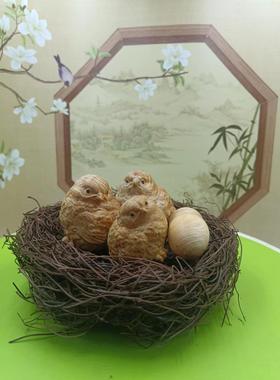 全家福 家室 办公 车载 摆件 无漆无蜡 崖柏天然原木鸟窝直径15㎝