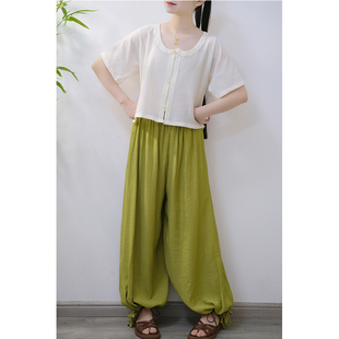 华序九章汉元素改良宋裤国风阔腿裤日常汉服夏新中式灯笼裤