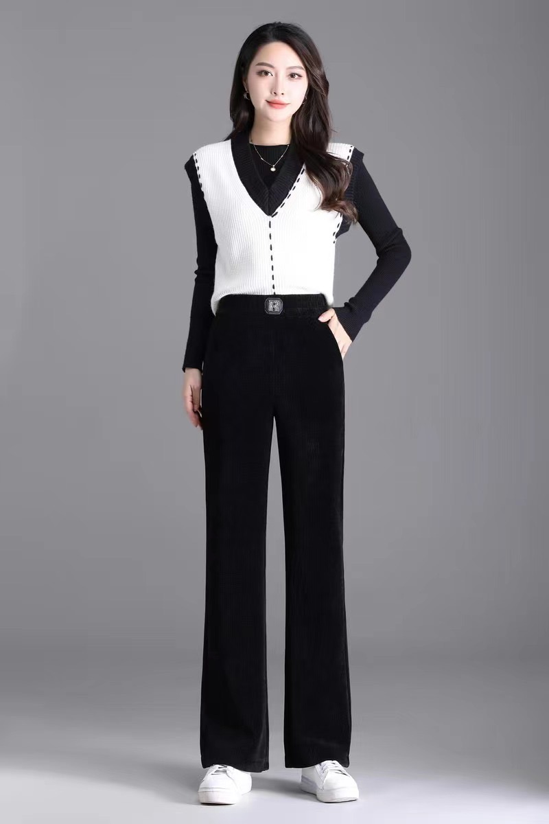 高腰休闲卡里卡长裤显高瘦633