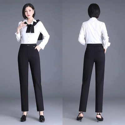 高腰休闲卡里卡长裤宽松显瘦