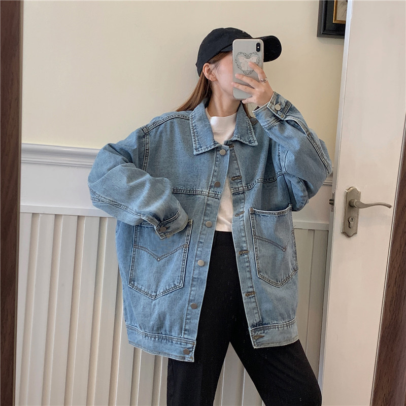 Korean version medium length loose and thin Jeans Jacket Women's new women's casual jacket