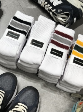 ARMOR MADNESS日系复古粗纱撞色条纹余文乐中高筒袜cityboy堆堆袜