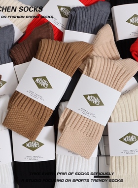 袜子女中筒袜秋冬加厚堆堆袜复古勃肯鞋粗线针织白色毛线长筒袜潮