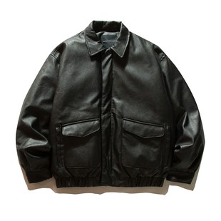 NOFILE LIFE 日系高级感复古做旧机车百搭休闲夹克翻领皮衣羽绒服