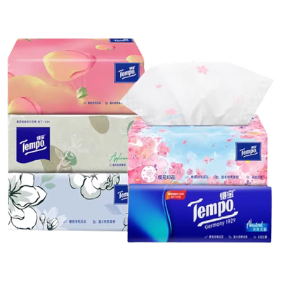【88VIP专享】Tempo得宝抽纸90抽2元抽纸樱花茉莉苹果木