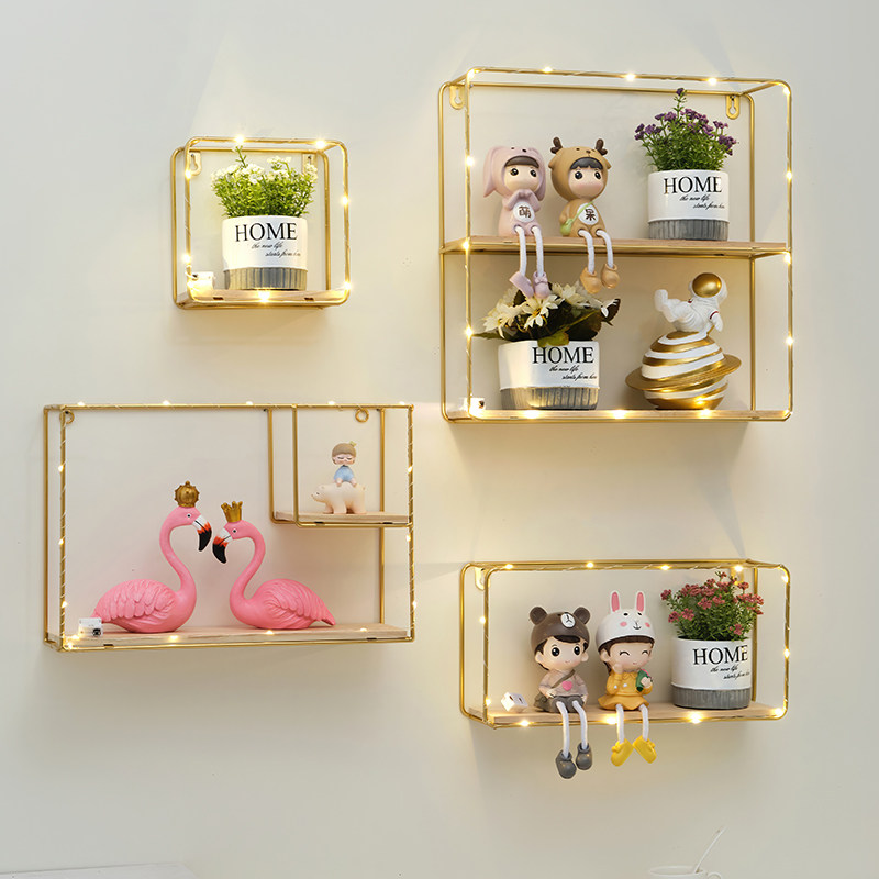 床头墙上置物架免打孔卧室墙面装饰铁艺创意餐厅墙壁挂架房间布置