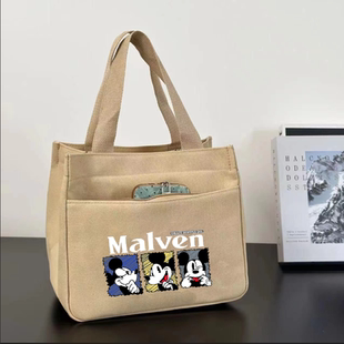 新款大容量饭盒袋手提包高颜值上班族手拎便携外出通勤帆布便当包