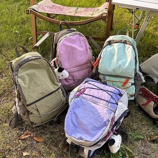 适合出去玩背的包户外撞色双肩包潮轻便旅行包登山小背包高颜值初