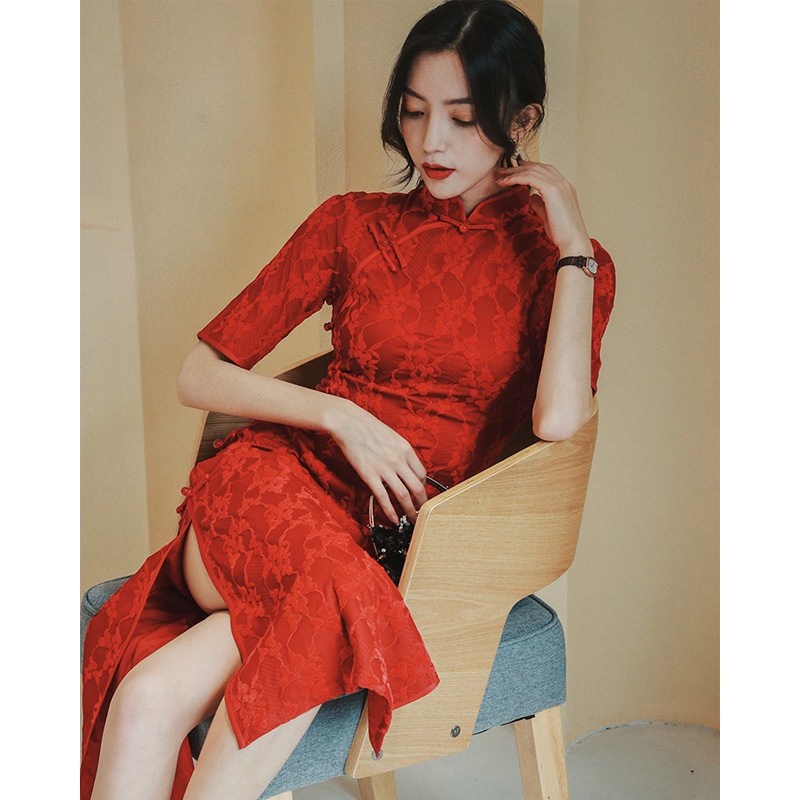 2026新蕾丝改良旗袍连衣裙年轻款少女中式结婚礼服新娘敬酒服春夏