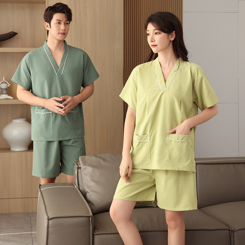 天丝棉汗蒸服女情侣款大码男桑拿服足疗洗浴衣按摩服酒店睡衣外贸