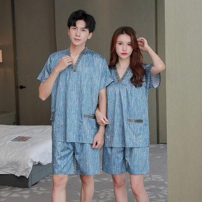 汗蒸服女款棉布套装情侣加肥大码棉桑拿服男按摩浴服汉蒸衣服酒店