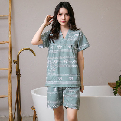 睡衣套装汗蒸服男女情侣桑拿洗浴服厚料米通棉麻家居服按摩足疗服
