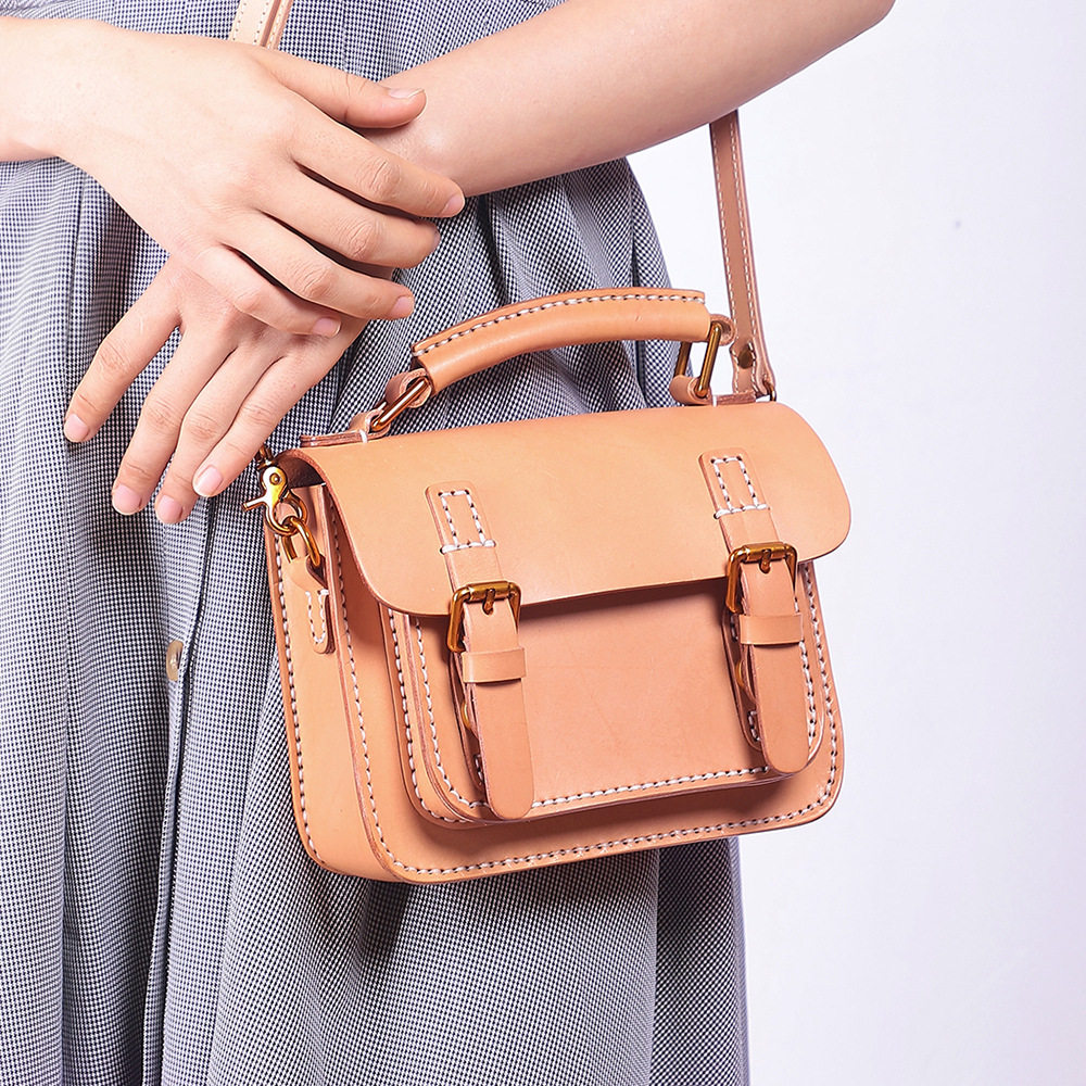 女士休闲手提包剑桥包潮流个性单肩包百搭女包植鞣斜挎包真皮跨境