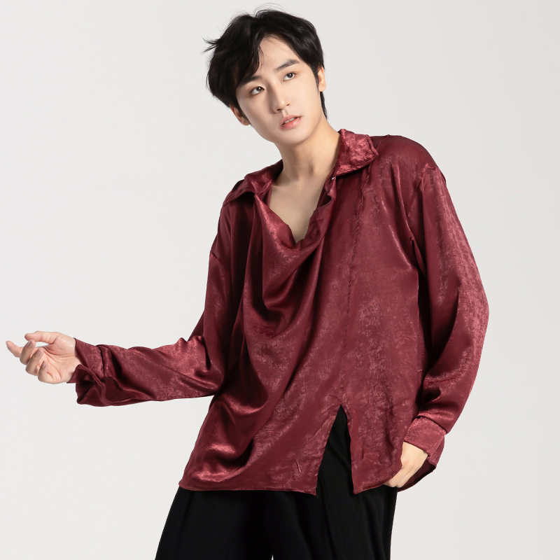 新中式现代舞衬衫男女同款荡领宽松衬衣中国古典舞宽松演出服上衣