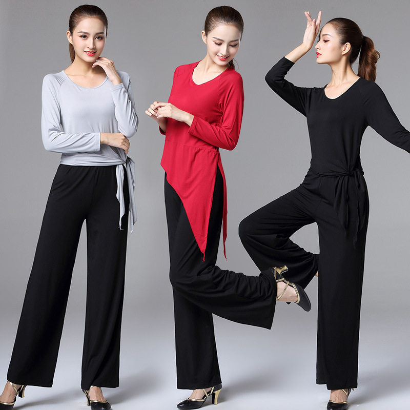 春秋季广场舞服装女长袖古典现代舞团体操队服修身舞蹈服练功服