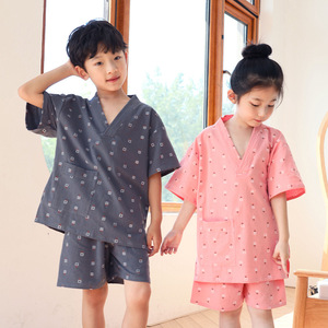 儿童棉布浴服男女童汗蒸服睡衣桑拿服小孩家居服厂家