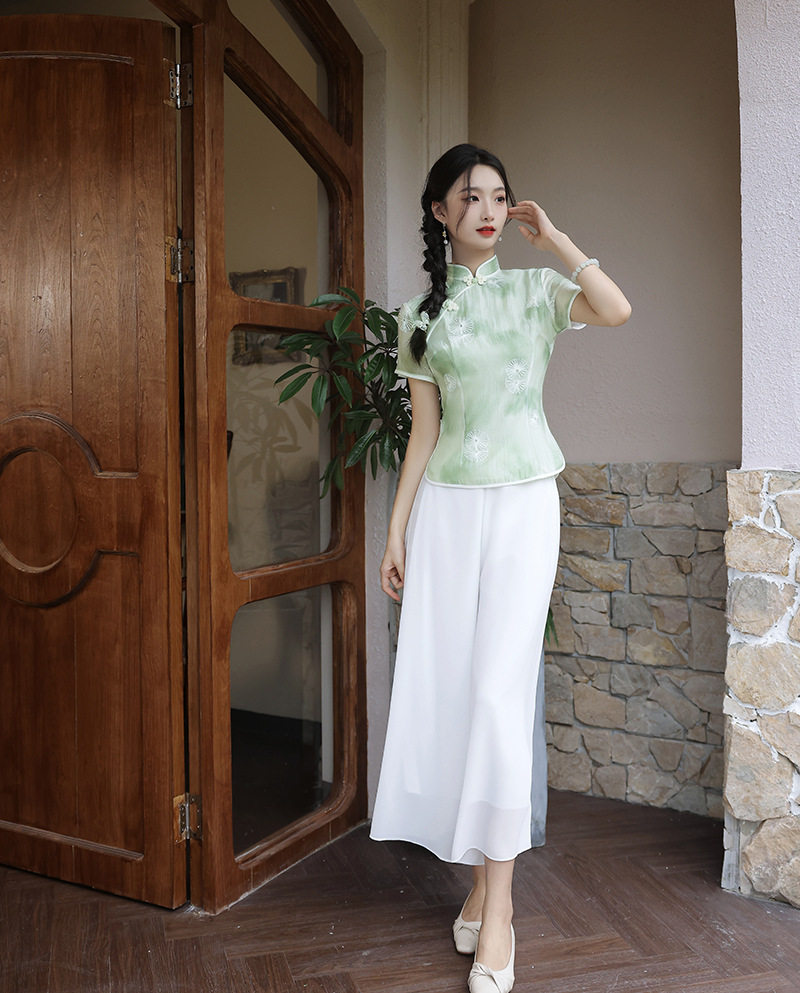 2026年夏新款旗袍小上衣两件套出游日常修身改良轻薄小上衣年轻