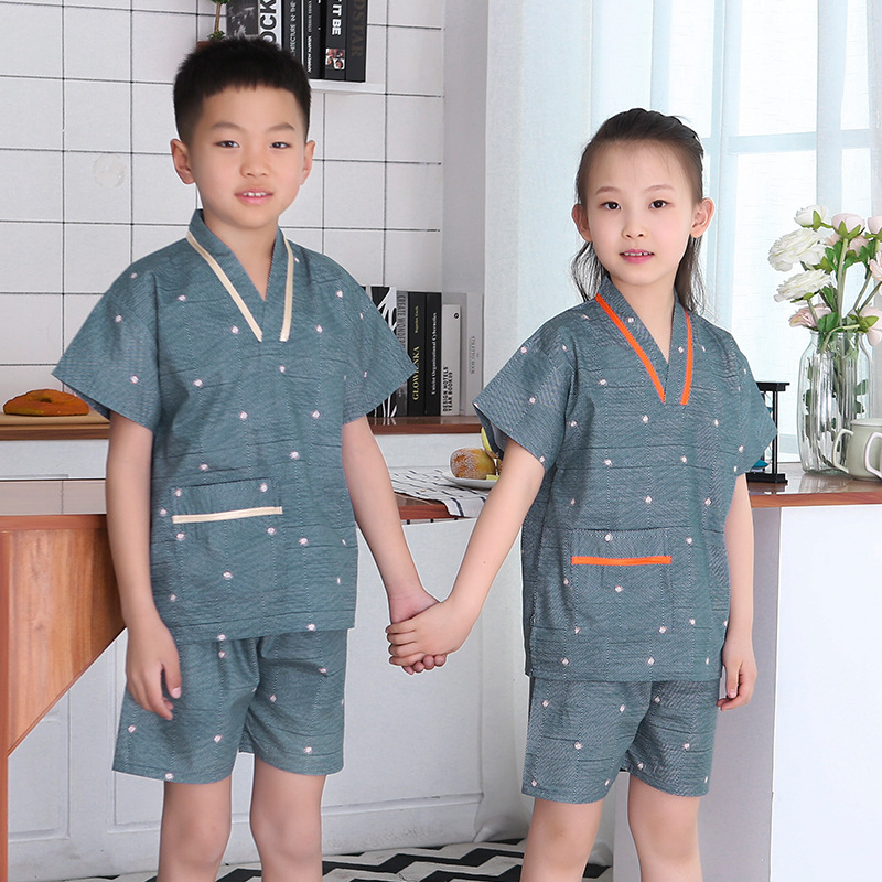 儿童棉布浴服男女童汗蒸服桑拿服小孩可爱家居服养生睡衣酒店休闲