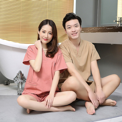 男女套头棉麻汗蒸服推拿按摩服美容服洗浴衣浴场浴池足浴衣酒店
