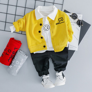 新款 2023秋季 男童套装 韩版 外贸婴儿宝宝休闲三件套跨境时尚 童装
